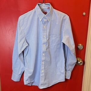 Izod Light Blue Striped Button-Down Shirt size M